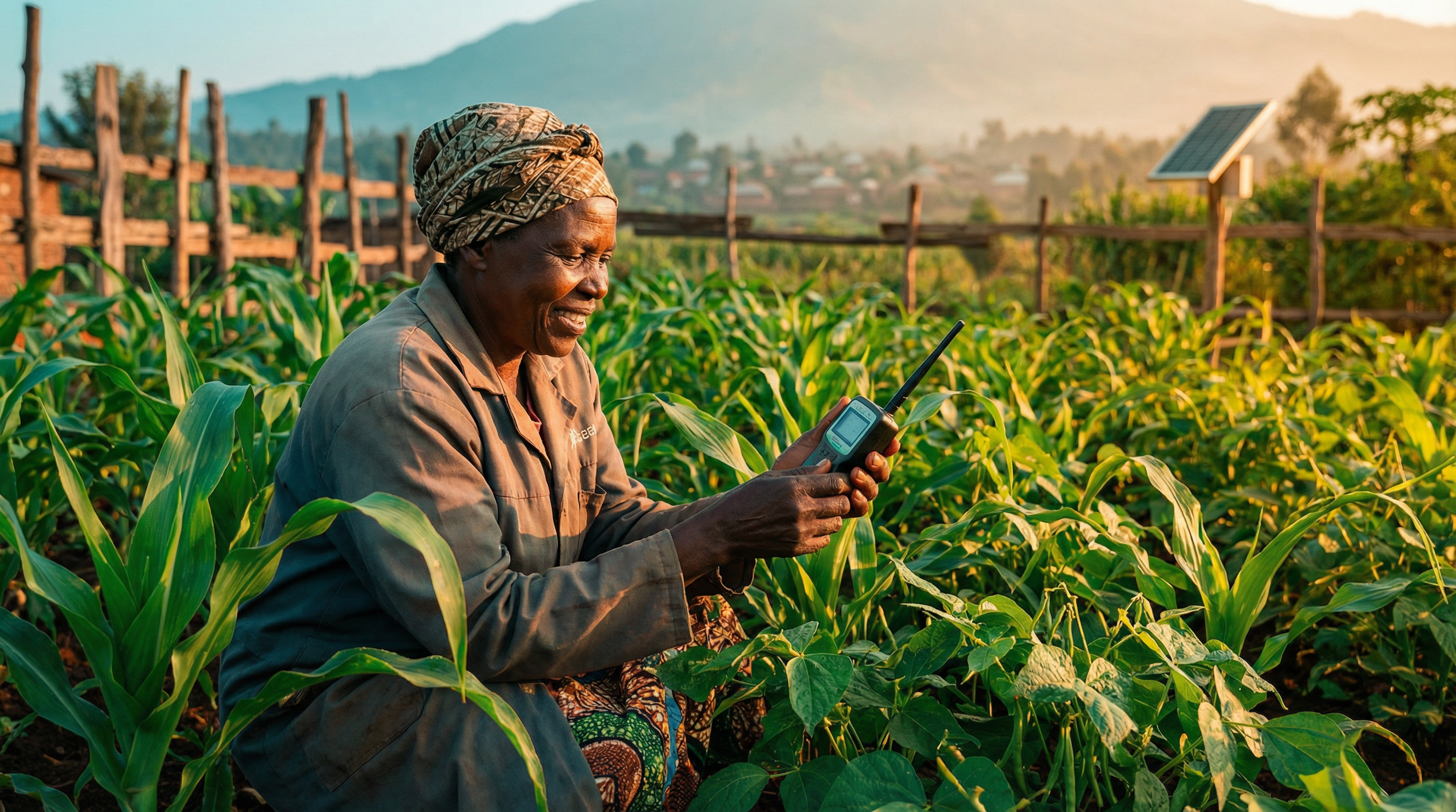 Farmer using IoT technology